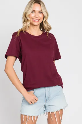 Burgundy Oversized Short Sleeve Top