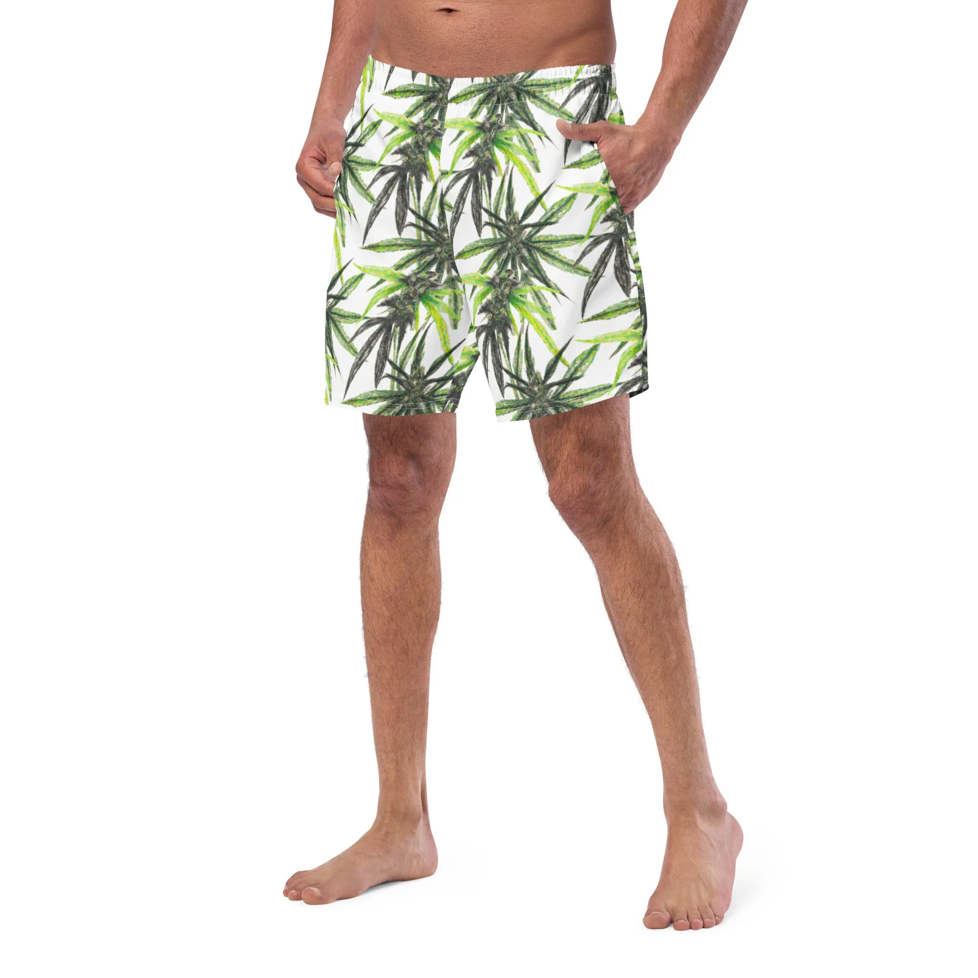 Cannabis inspired Men's swim trunks