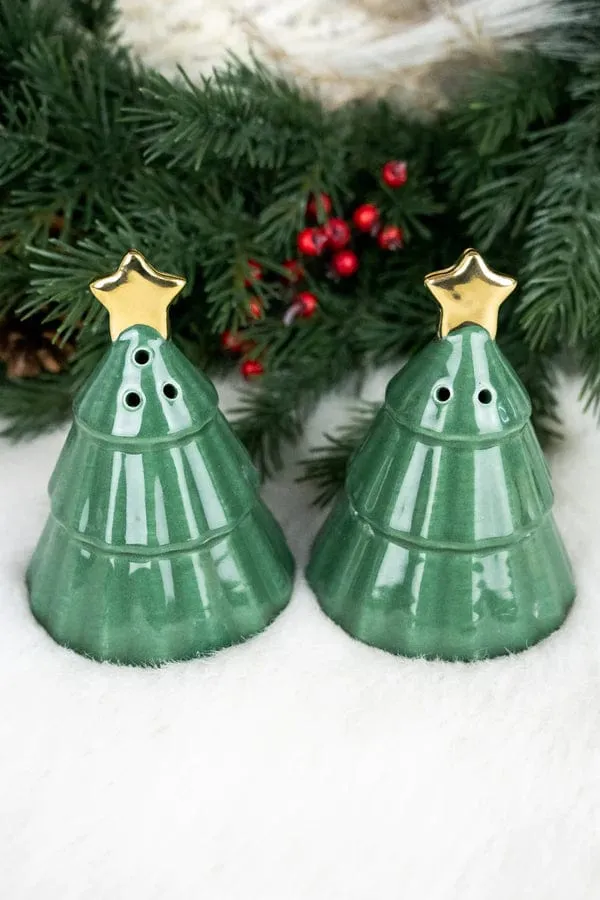 Christmas tree ceramic Salt & Pepper shakers