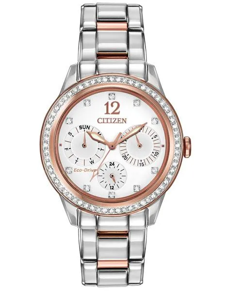 Citizen Eco-Drive Ladies Silhouette Crystal - Stainless & Pink Gold-Tone