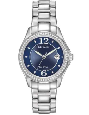 Citizen Ladies Silhouette Crystal - Blue Sunray Dial - Stainless Bracelet - Date