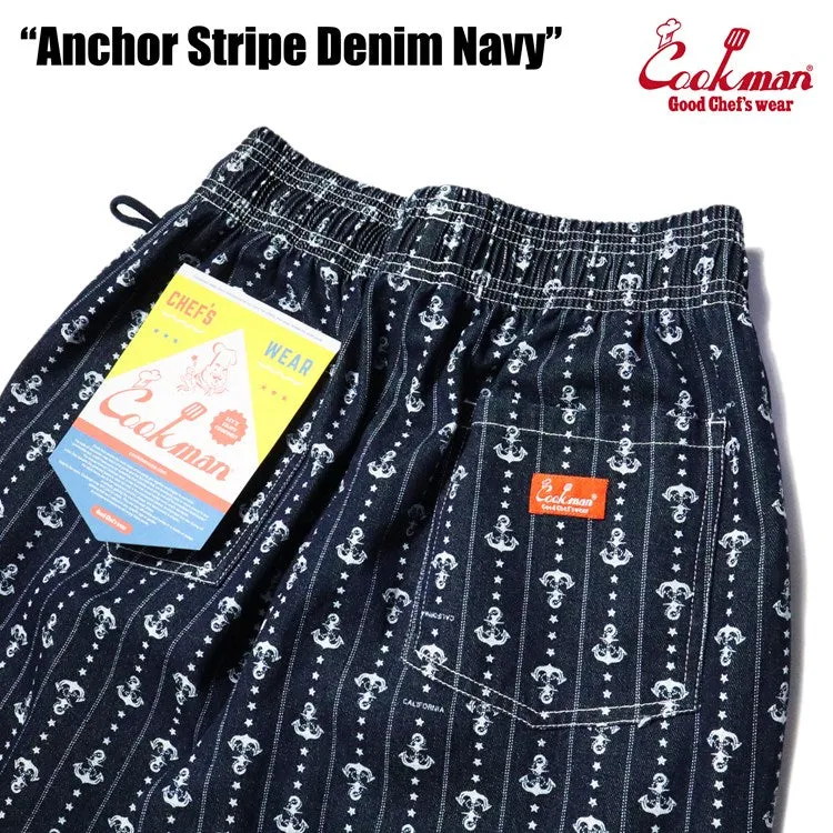 Cookman Chef Short Pants - Anchor Stripe Denim: Navy