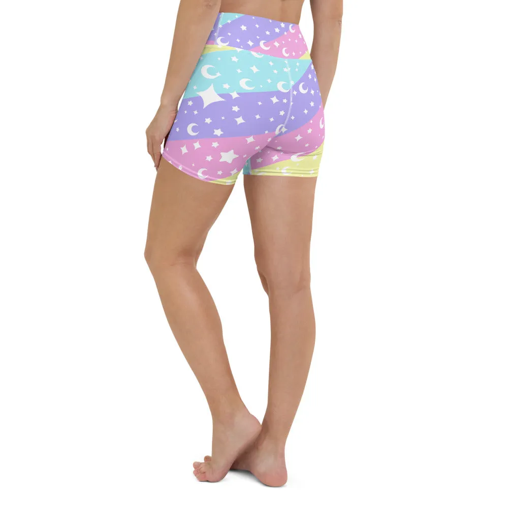 Cosmic Rainbow Yoga Shorts