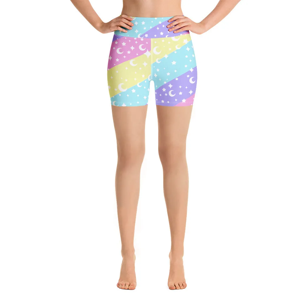 Cosmic Rainbow Yoga Shorts