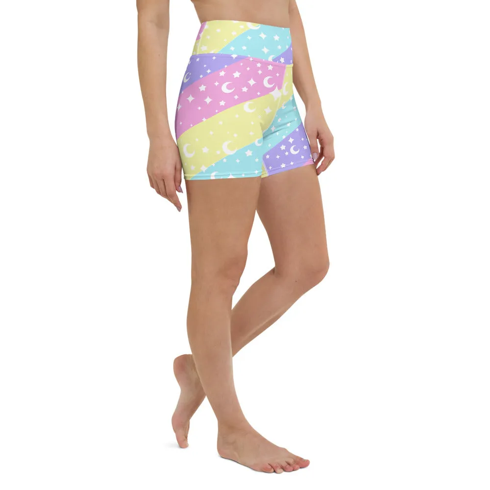 Cosmic Rainbow Yoga Shorts