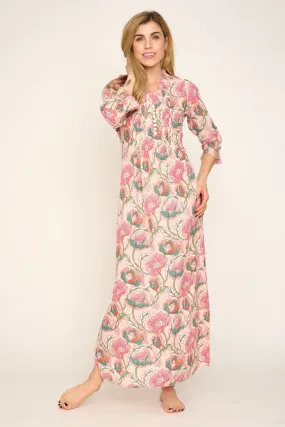 Cotton Annabel Maxi Dress in Peachy Floral