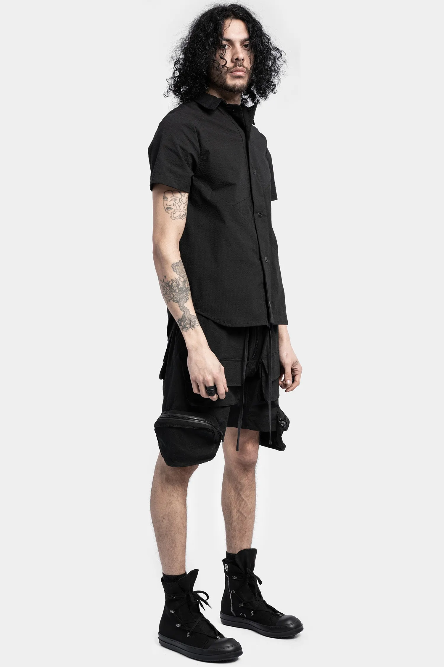 Cross cut short sleeve shirt