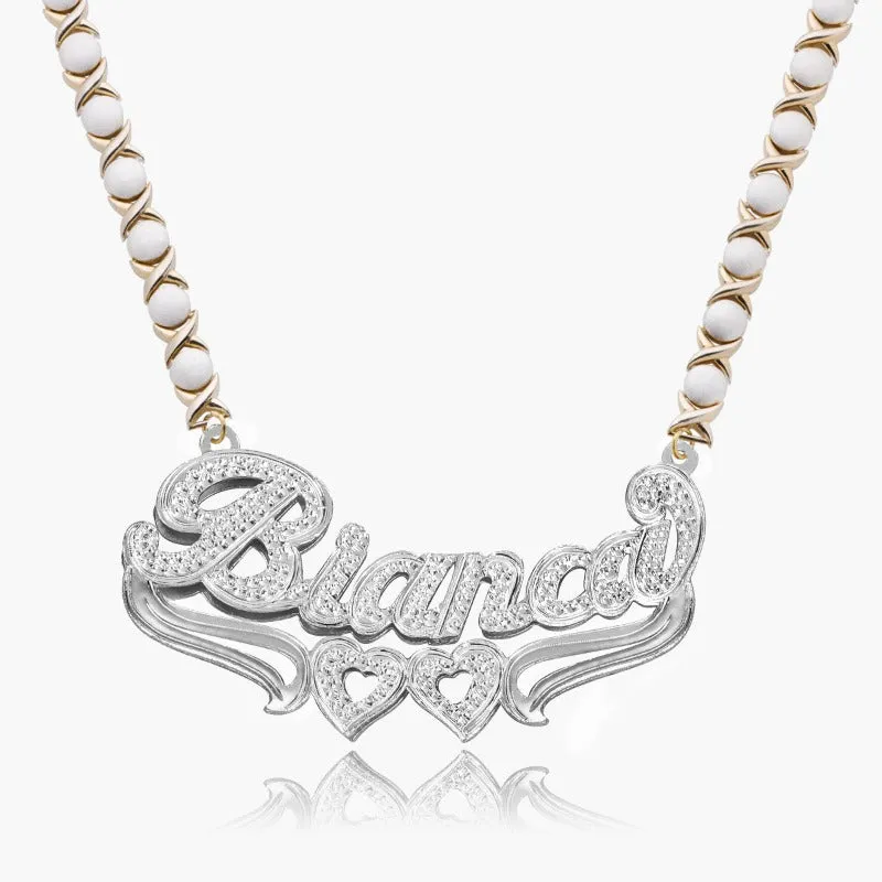 Crystal Covered Necklace With Engraved Name