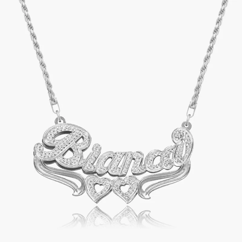 Crystal Covered Necklace With Engraved Name