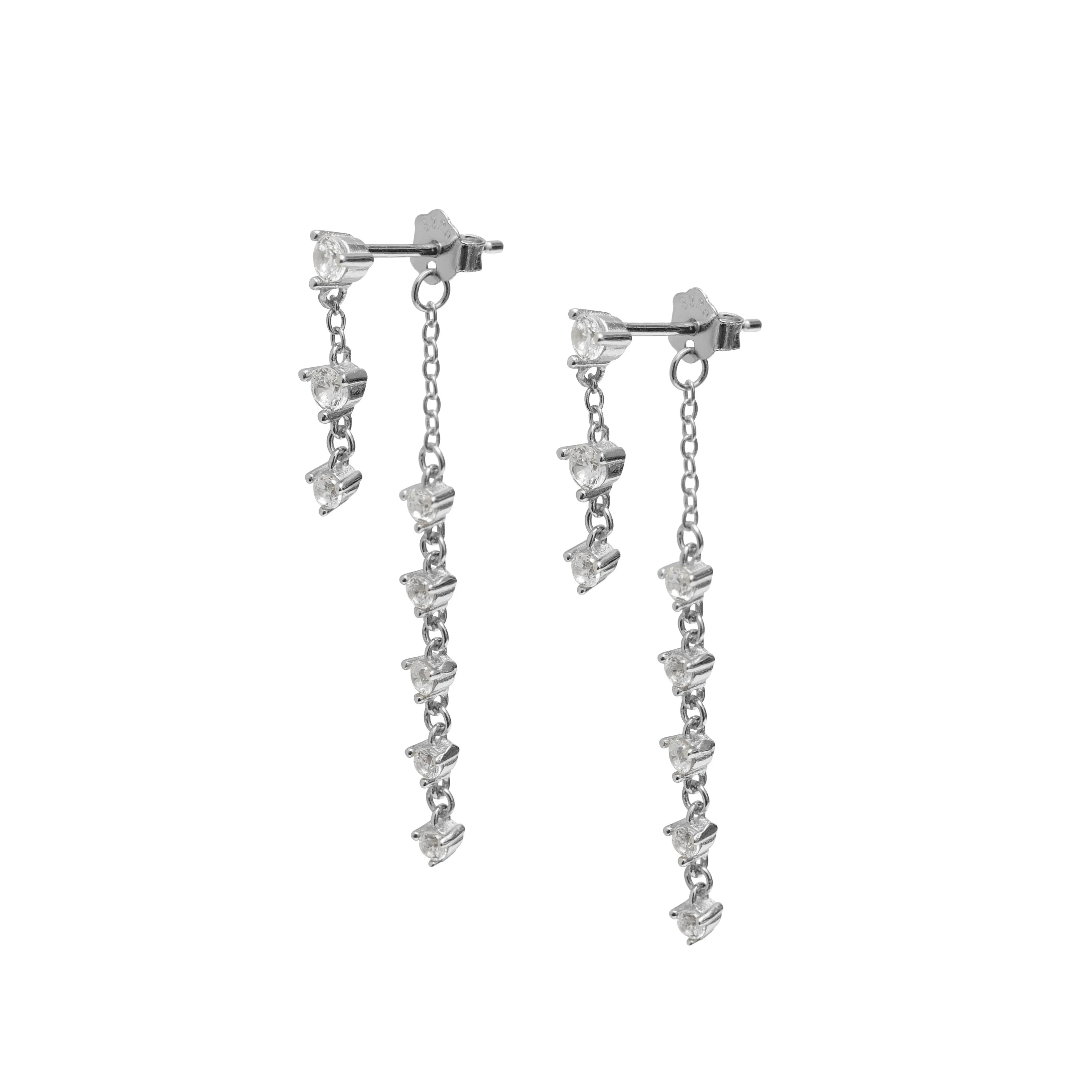 Crystal Dangle Earring in Silver