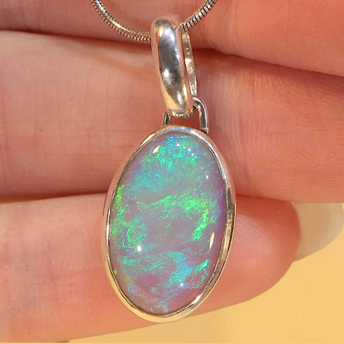 Crystal Opal & Sterling Silver Pendant