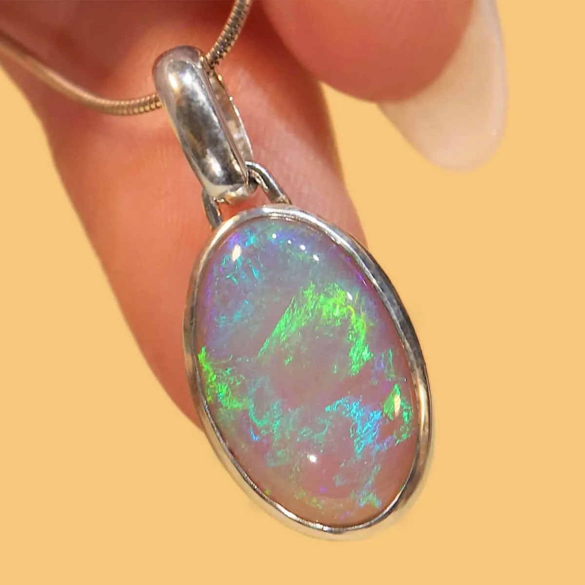 Crystal Opal & Sterling Silver Pendant