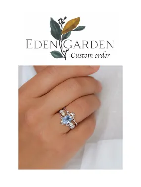 Custom order: Trio engagement ring set / Fiorella