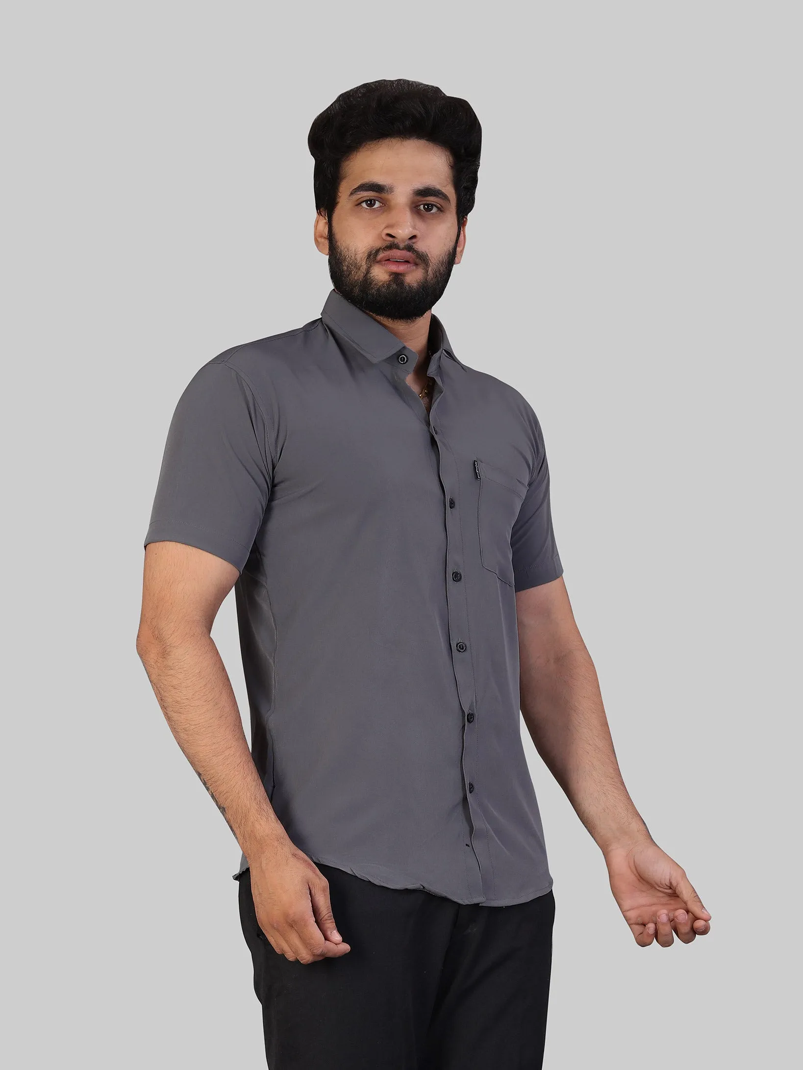 Dark Grey Expandable Short Sleeve Shirt