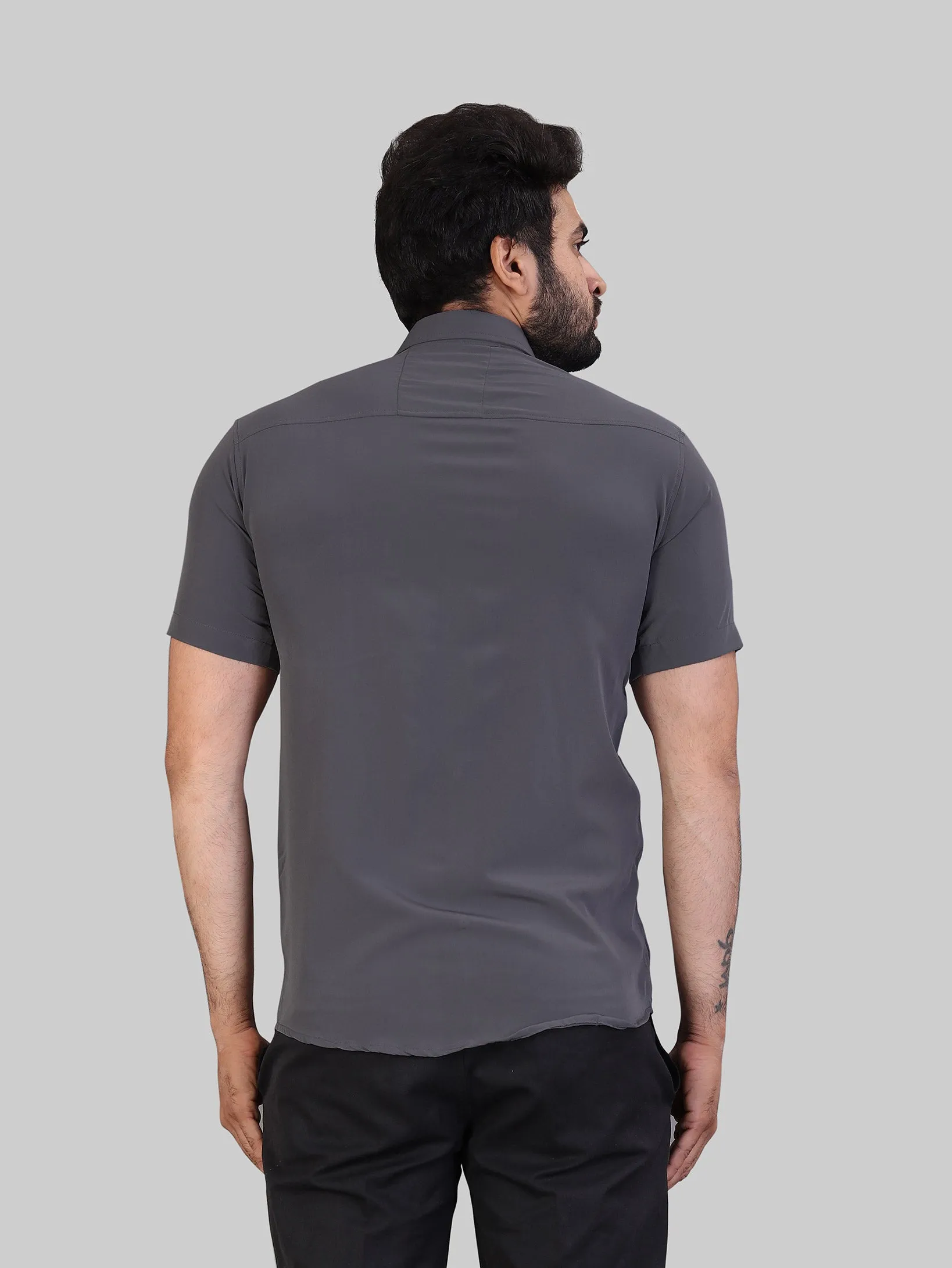 Dark Grey Expandable Short Sleeve Shirt