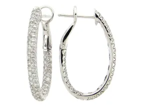 Diamond 2 Row Oval Hoop Earring