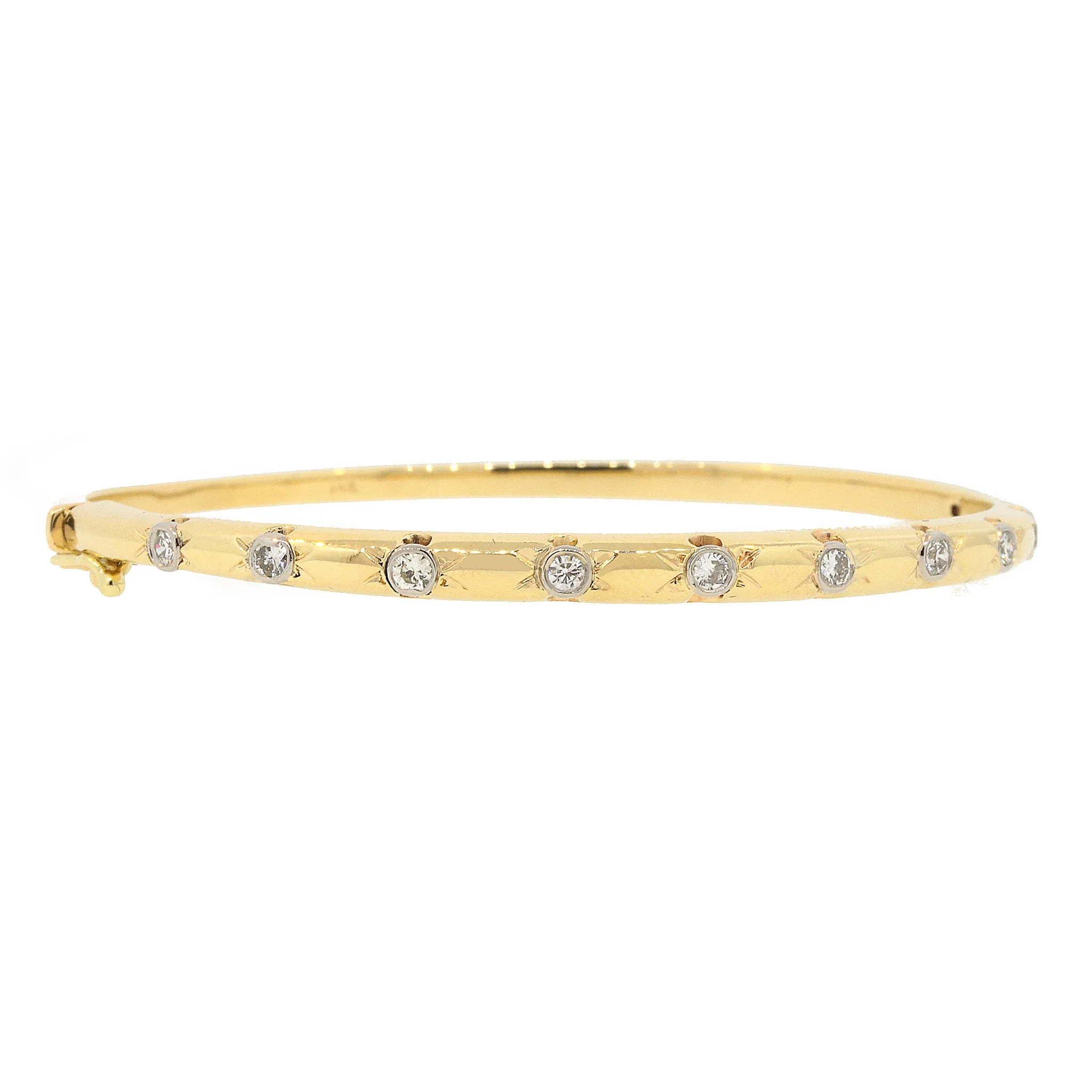 Diamond & 14k Gold Bangle Bracelet