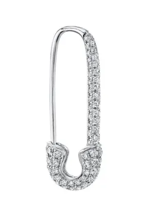 Diamond Safety Pin Earring - White Gold