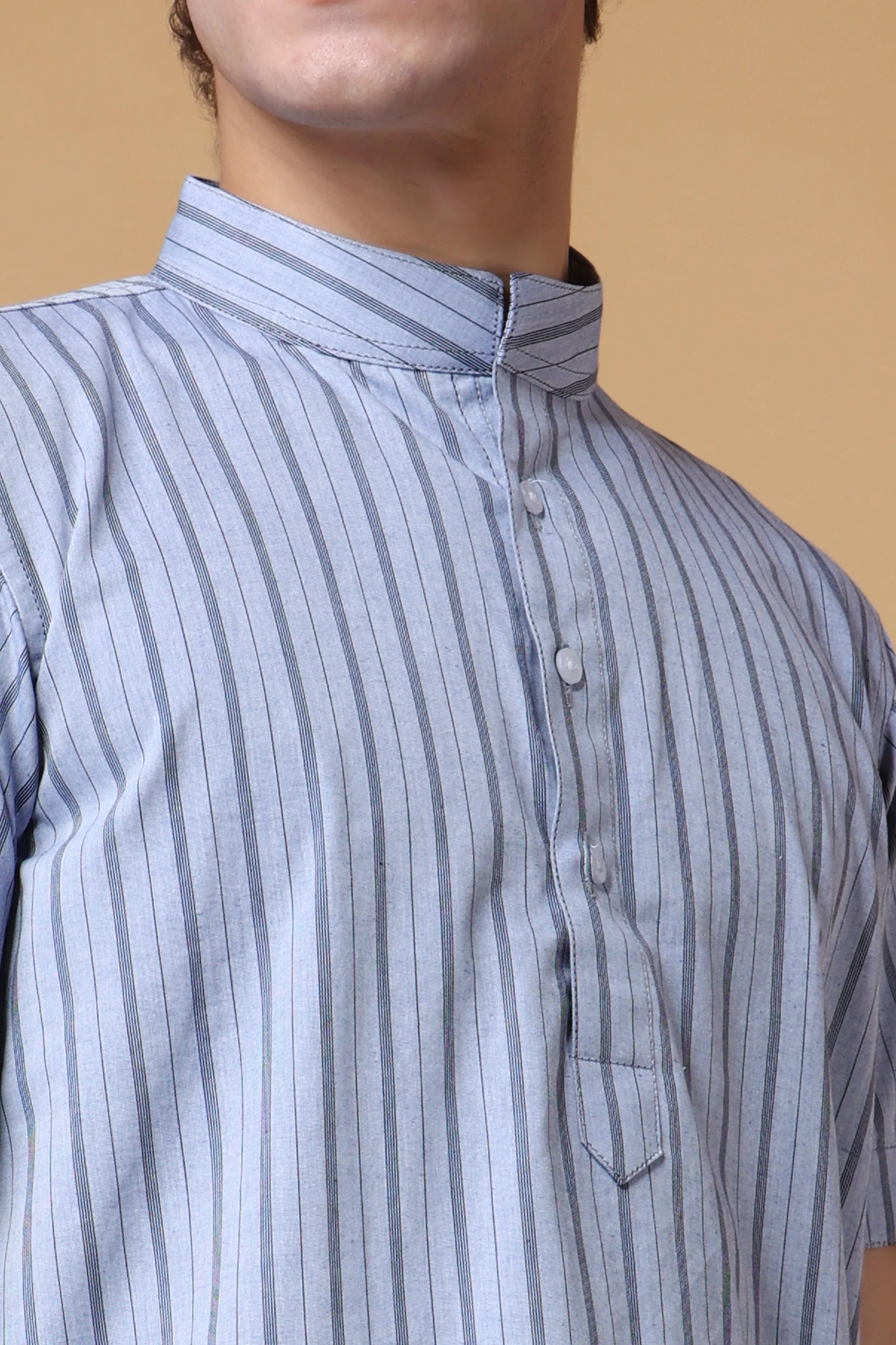 Dusty Grey Striped Kurta