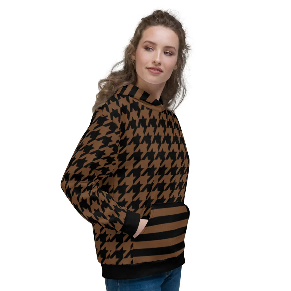 Earth Tone Houndstooth and Stripes Unisex Hoodie