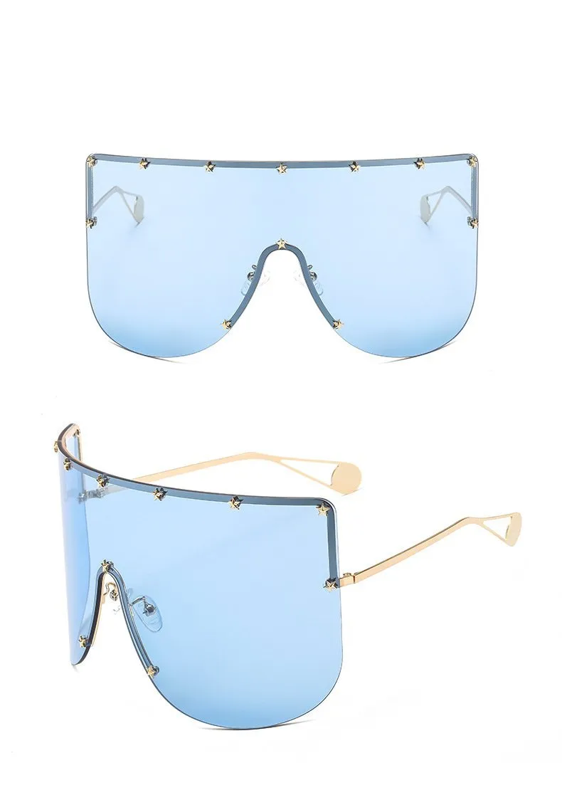 Elaiza Oversized Sunglasses - Gold Blue