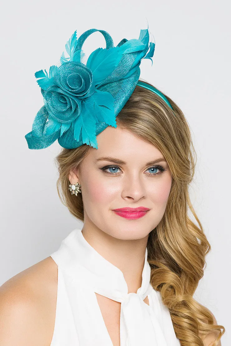 Emelia Rose Fascinator - Turquoise