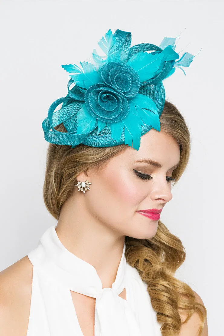 Emelia Rose Fascinator - Turquoise