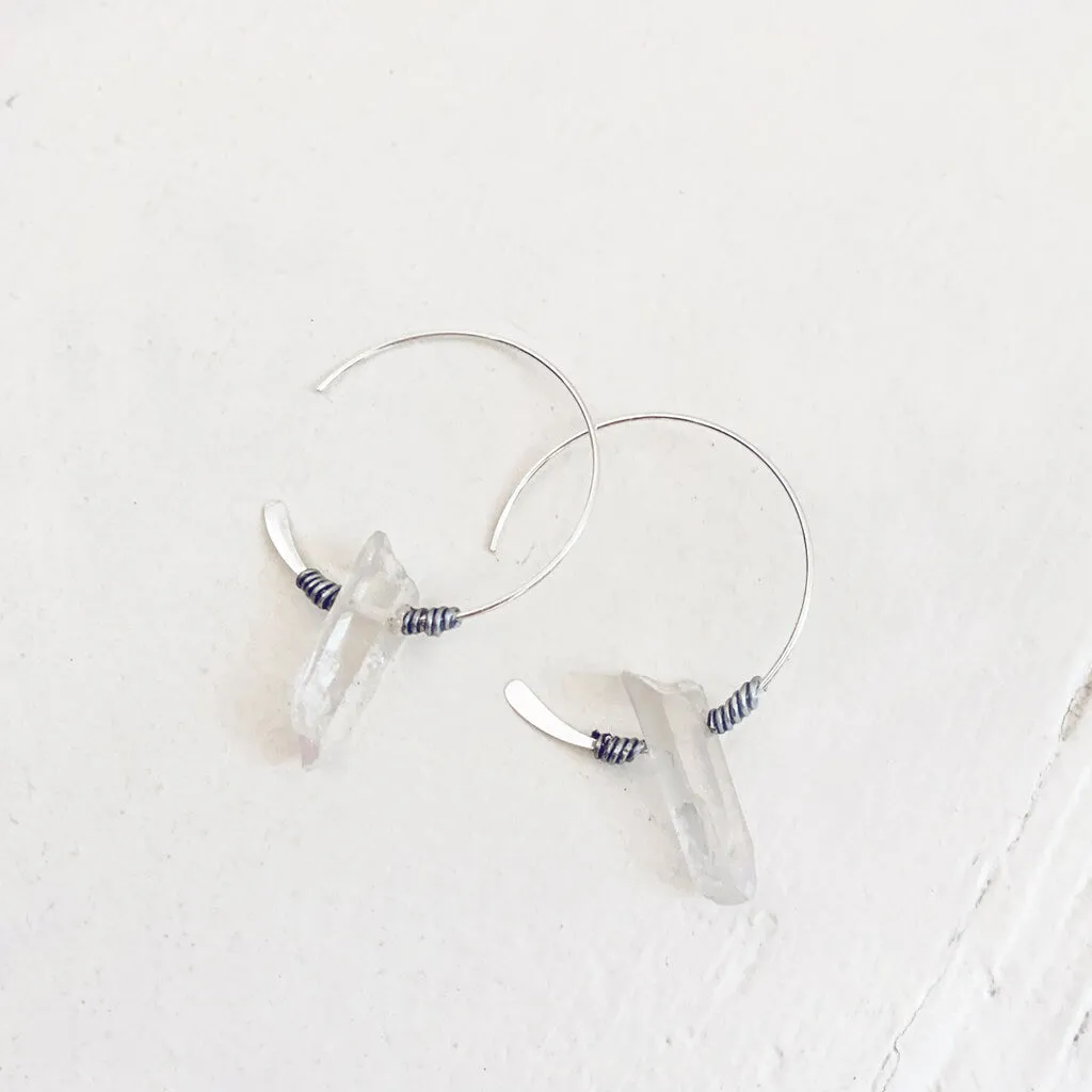 ethereal // angel aura crystal sterling silver or 14kt gold-filled open hoop earrings