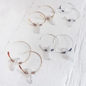 ethereal // angel aura crystal sterling silver or 14kt gold-filled open hoop earrings