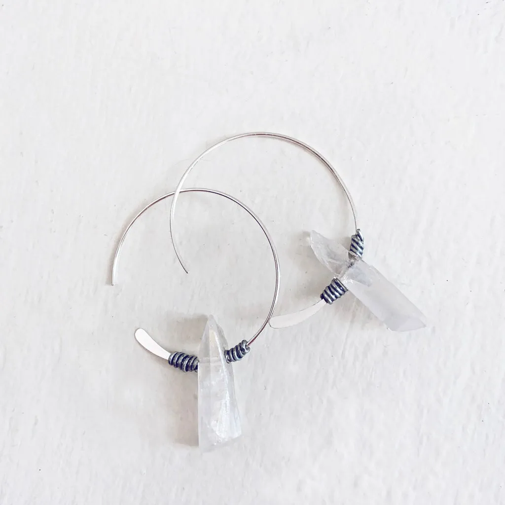 ethereal // angel aura crystal sterling silver or 14kt gold-filled open hoop earrings