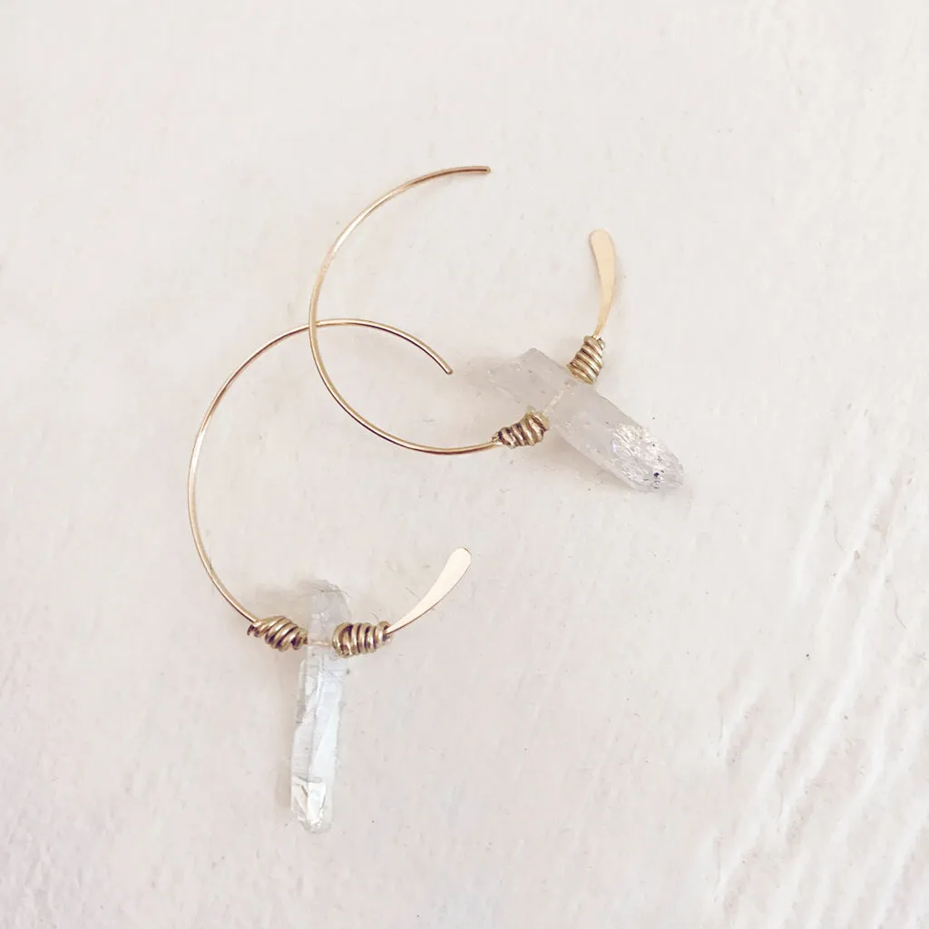 ethereal // angel aura crystal sterling silver or 14kt gold-filled open hoop earrings