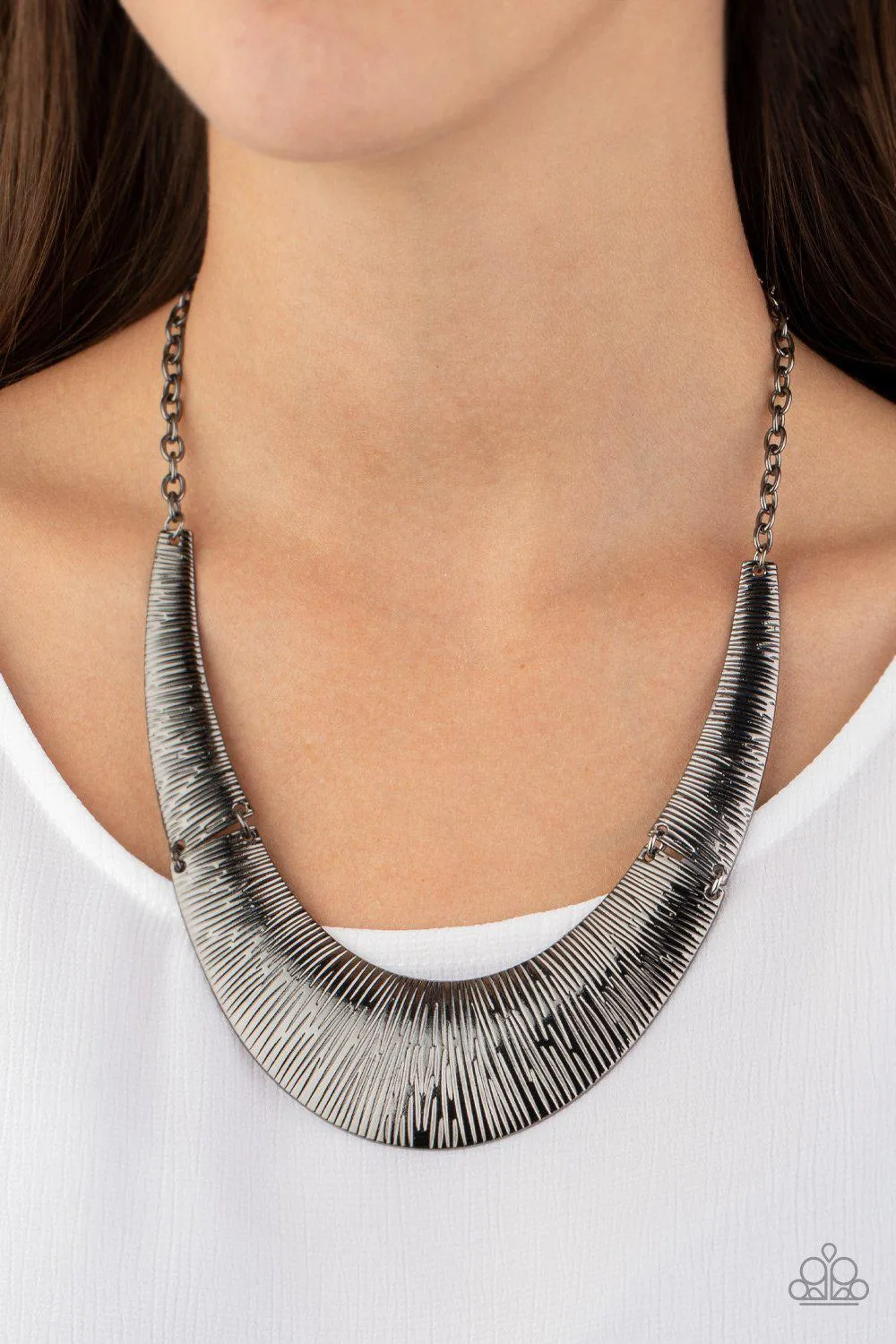 Feast or Famine Gunmetal Black Necklace - Paparazzi Accessories