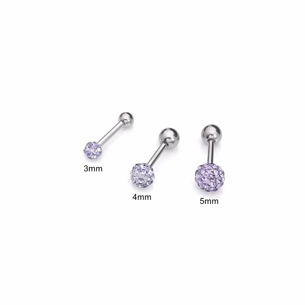 Ferido Crystal Disco Ball Top Tragus Barbell - Tanzanite