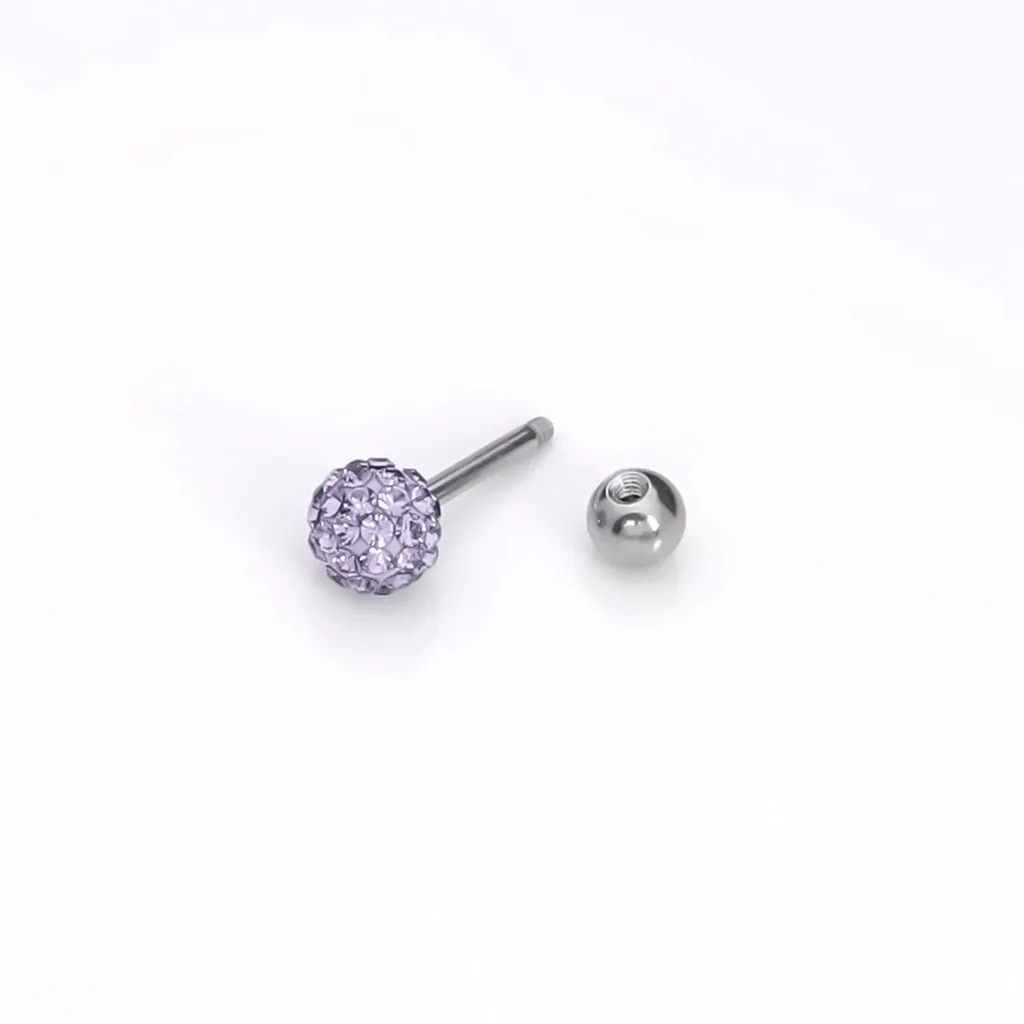 Ferido Crystal Disco Ball Top Tragus Barbell - Tanzanite