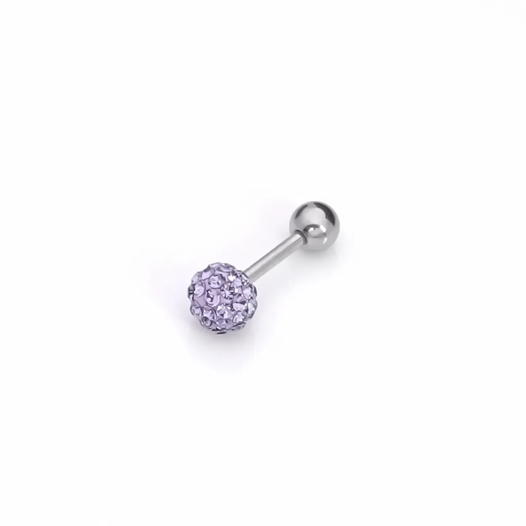 Ferido Crystal Disco Ball Top Tragus Barbell - Tanzanite