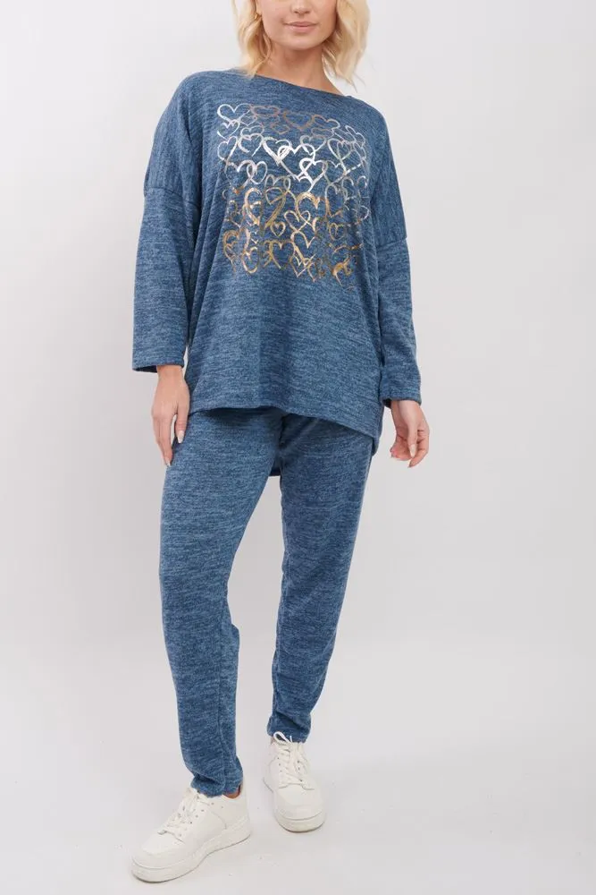 Foil Heart Pattern Co-Ord Loungewear