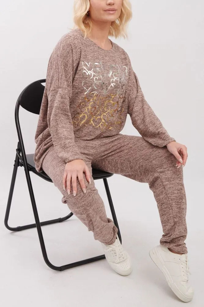 Foil Heart Pattern Co-Ord Loungewear