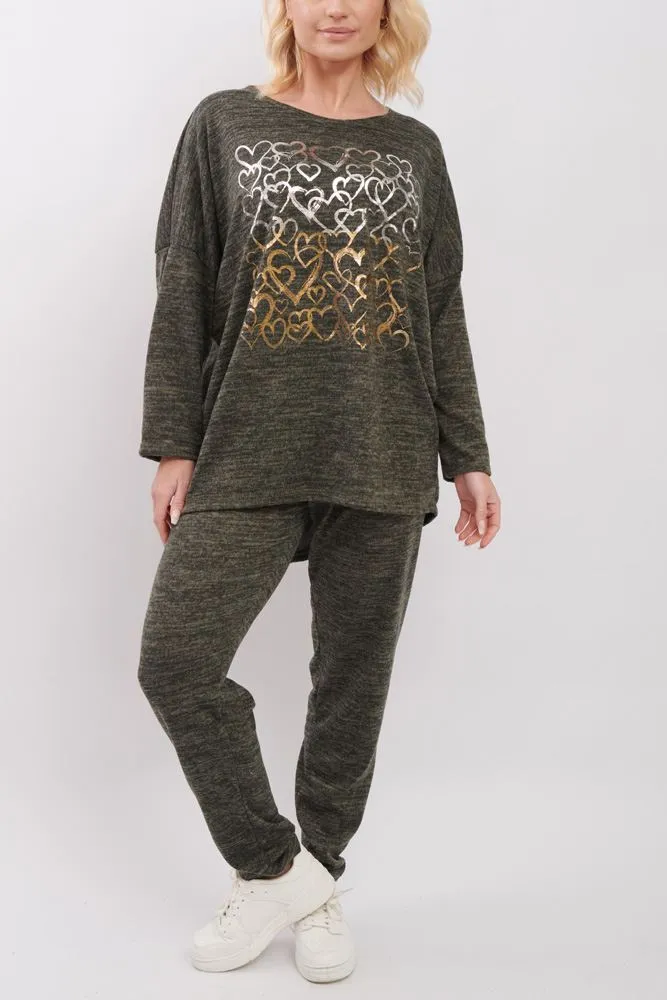 Foil Heart Pattern Co-Ord Loungewear