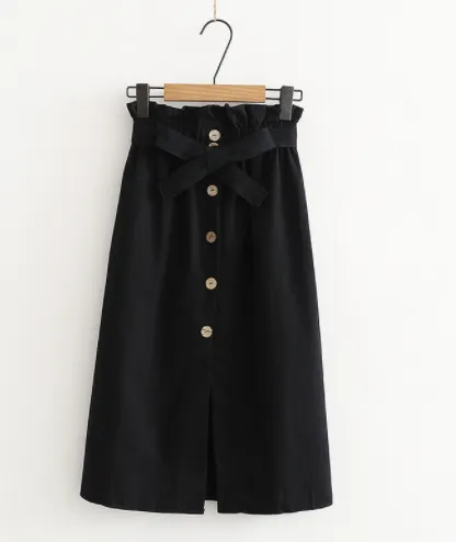 Front Buttons Slit Skirt