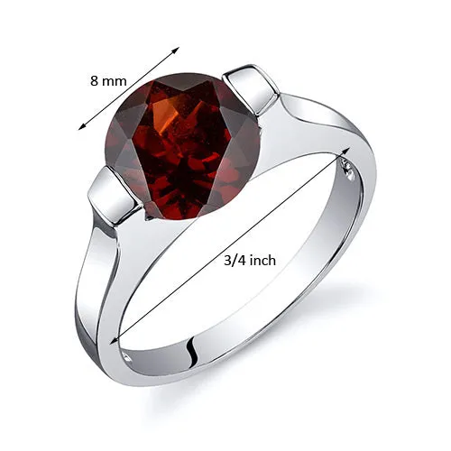 Garnet Round Cut Sterling Silver Ring Size 5