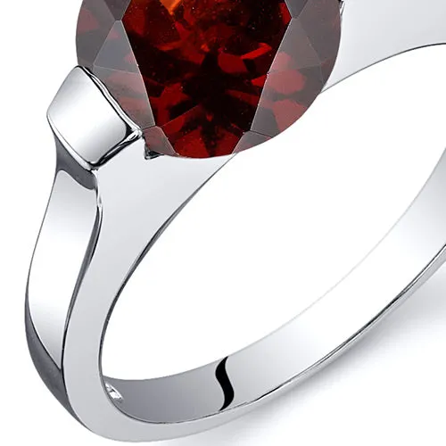 Garnet Round Cut Sterling Silver Ring Size 5