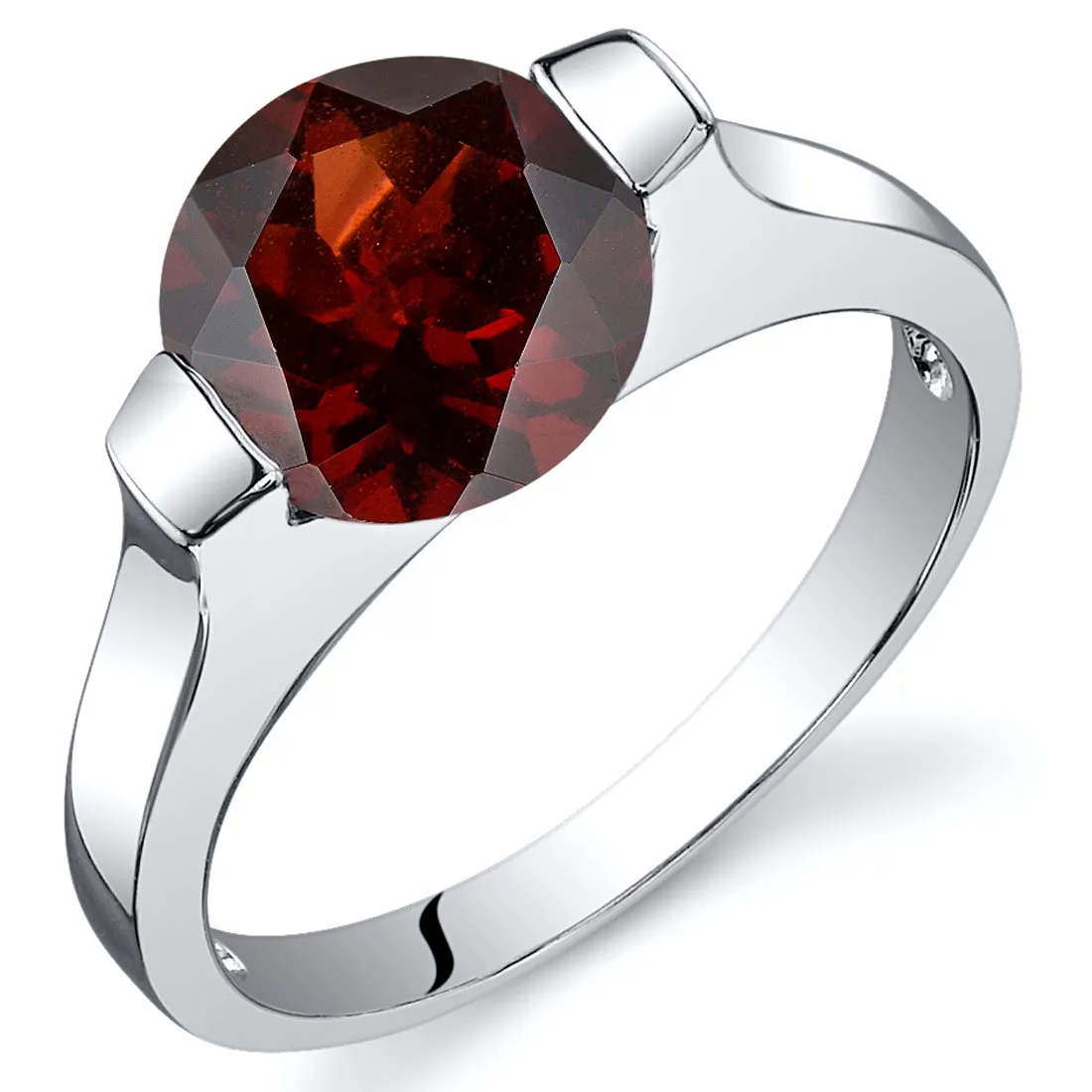 Garnet Round Cut Sterling Silver Ring Size 5