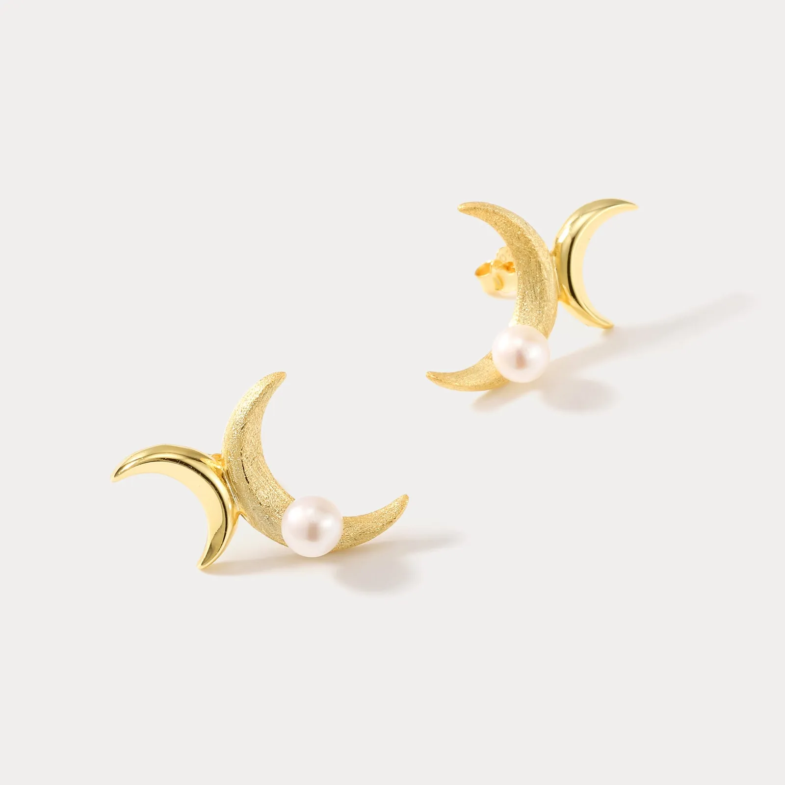 Gold Double Moon Earrings