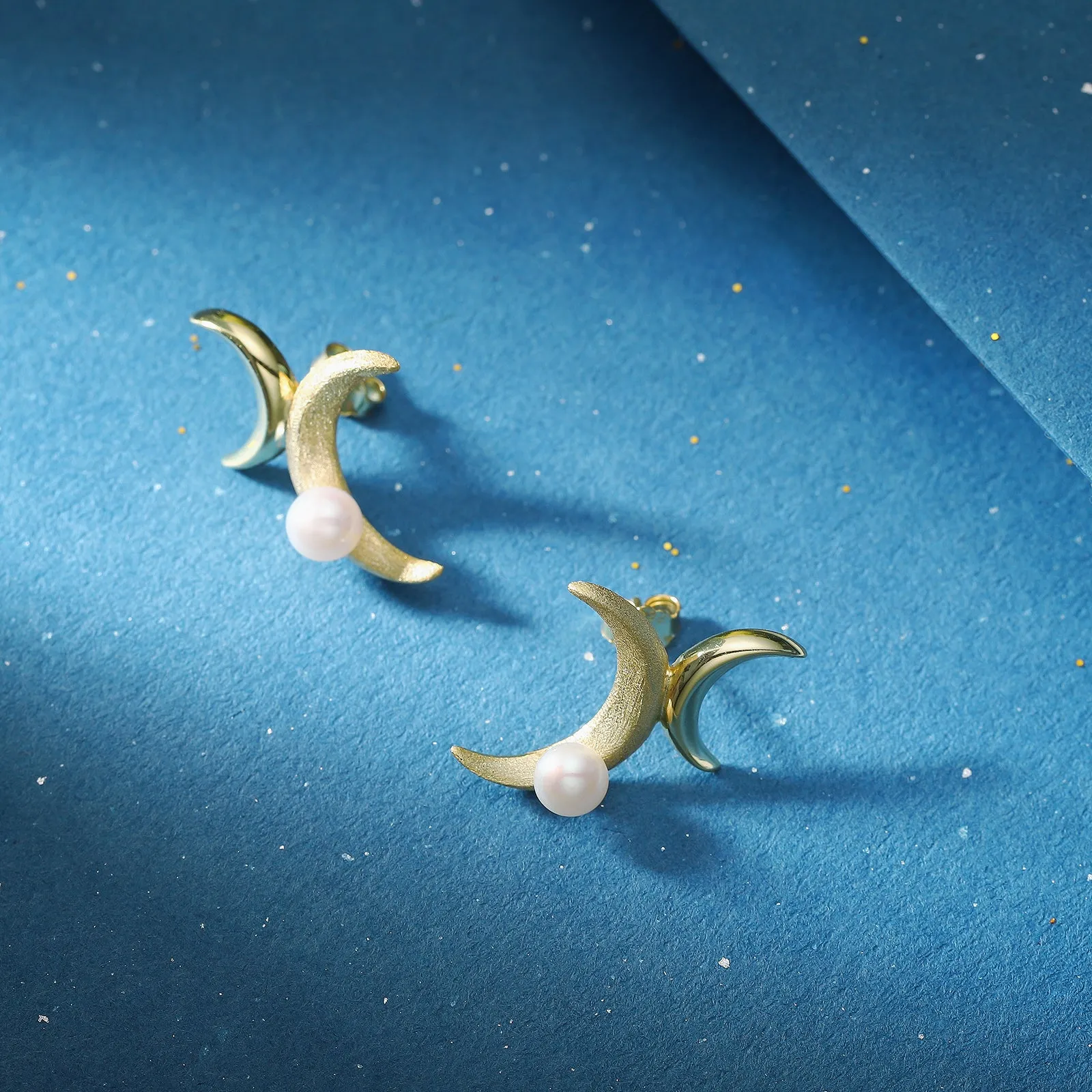 Gold Double Moon Earrings