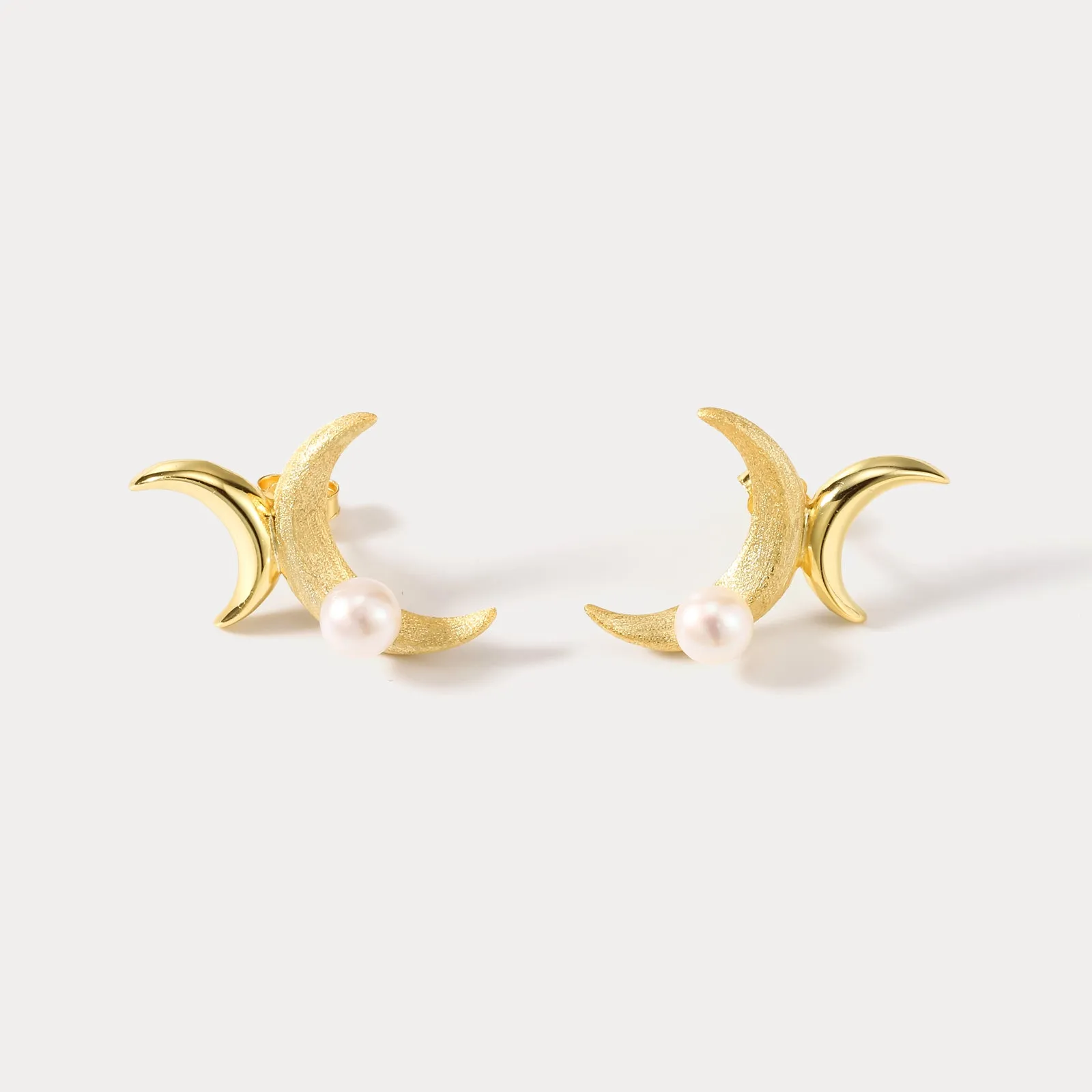 Gold Double Moon Earrings