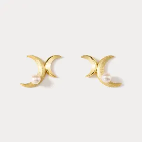 Gold Double Moon Earrings