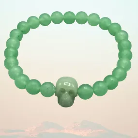 Green Aventurine Skull and Green Agate Bracelet