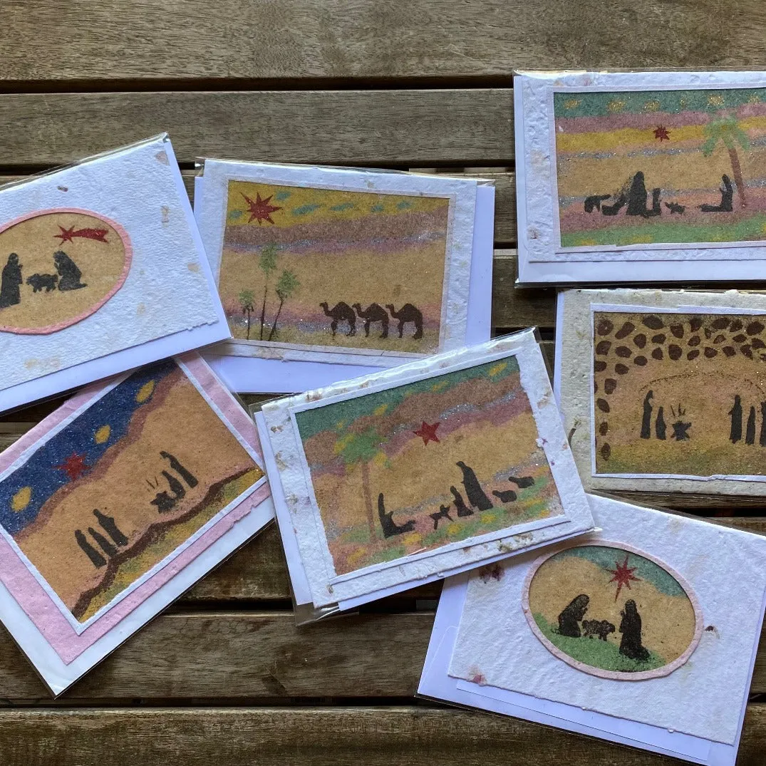 Handmade Christmas Cards from Bethlehem with Sand Art | Set of 4