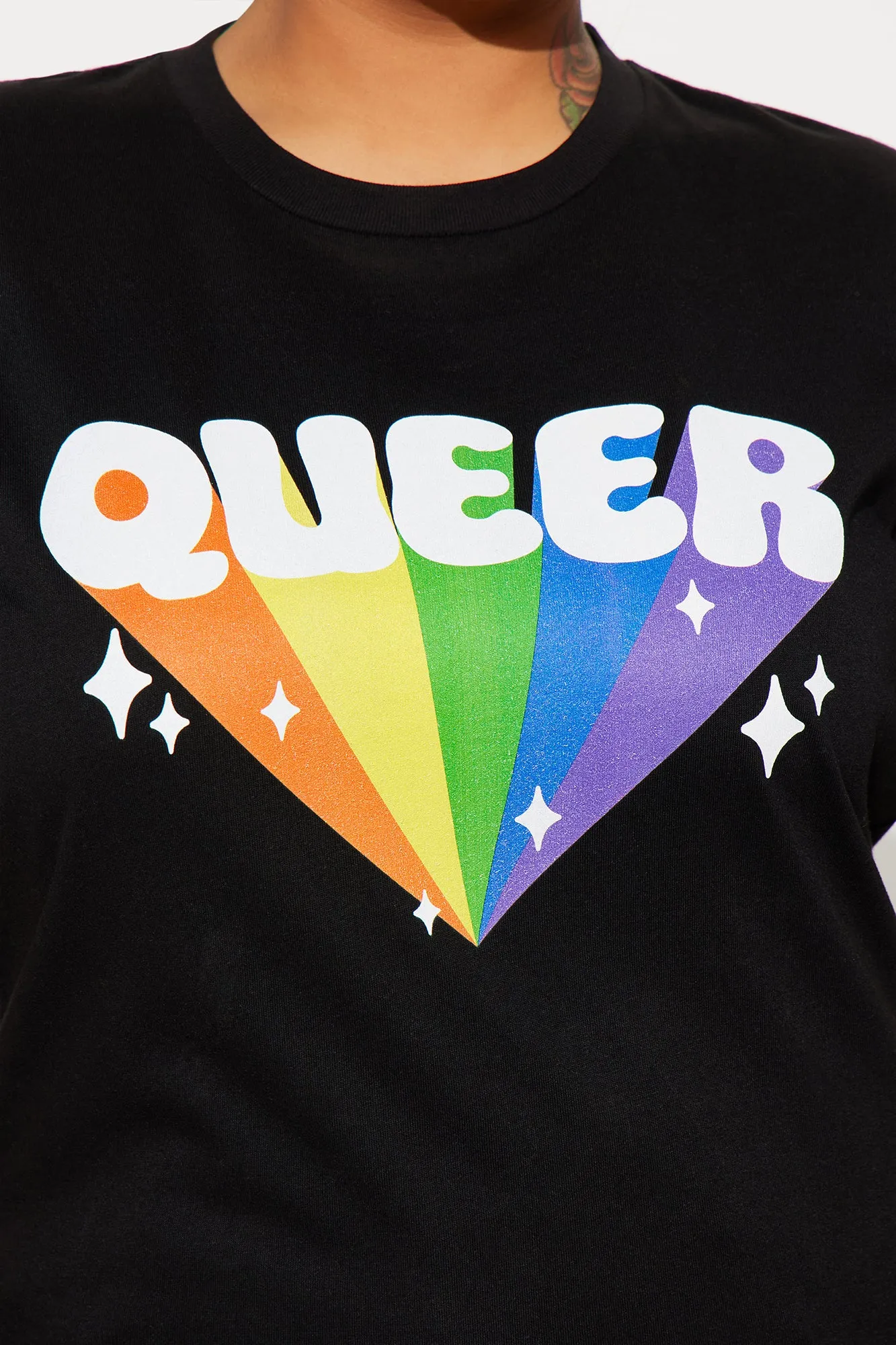 Here And Queer Rainbow Tee - Black