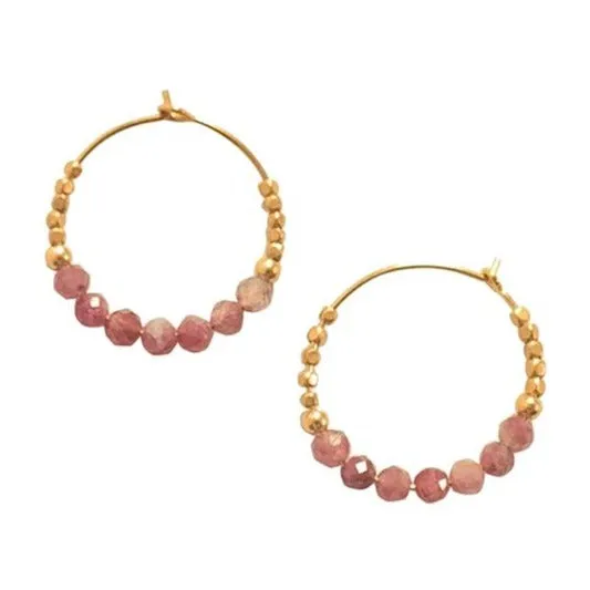 HOOP EARRING STONES PINK TOURMALIN